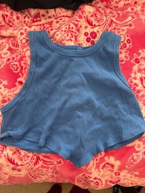 SHEIN Ribbed Blue Girls' Tank Top